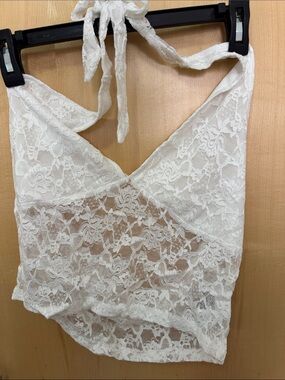 SHEIN White Lace Halter Crop Top